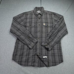 Carhartt Shirt‎ Mens M Gray Plaid Relaxed Fit Long Sleeve Button Up Workwear